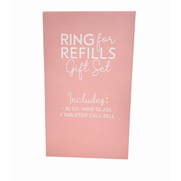 NIB OVERSIZED 30 OZ WINE GLASS & PINK RING BELL CLINK TO THAT WINE GIFT SET - Picture 5 of 6